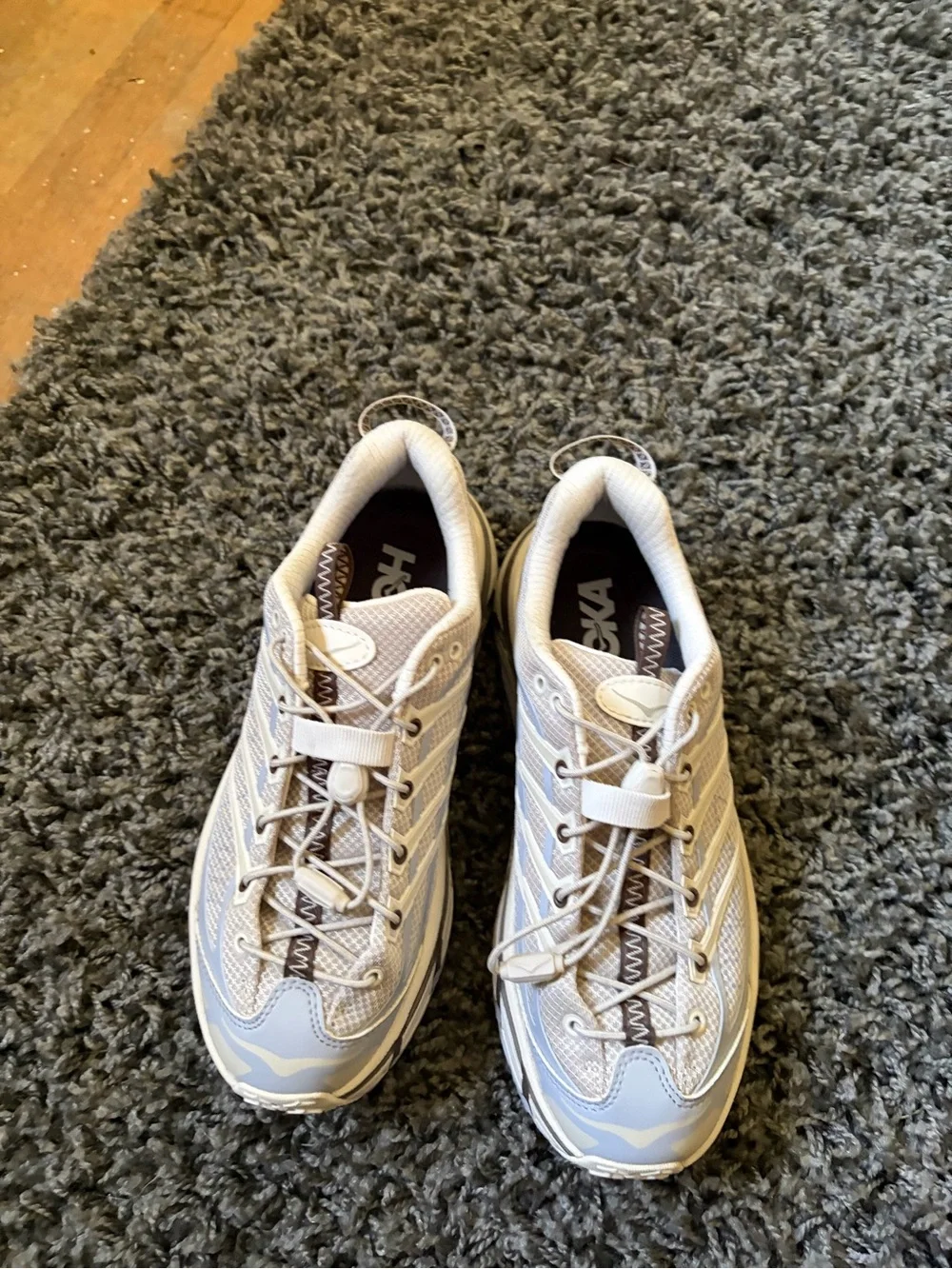 Hoka Mafate Three2 Women’s Trail Sneakers — Putty Foggy Gray